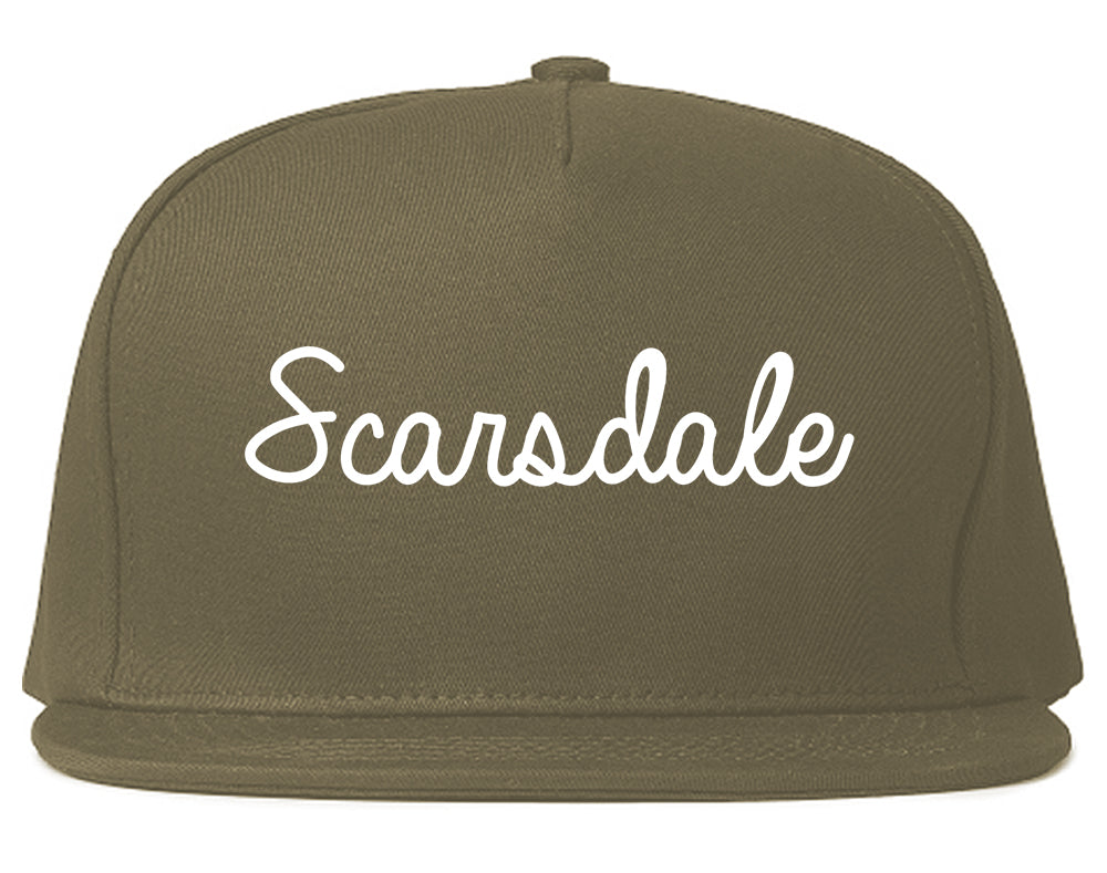 Scarsdale New York NY Script Mens Snapback Hat Grey