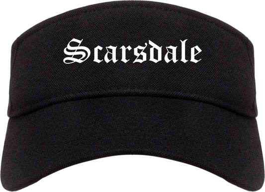 Scarsdale New York NY Old English Mens Visor Cap Hat Black