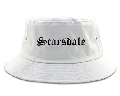 Scarsdale New York NY Old English Mens Bucket Hat White