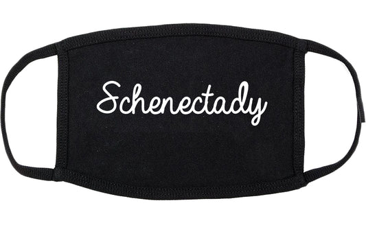 Schenectady New York NY Script Cotton Face Mask Black