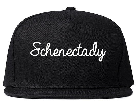 Schenectady New York NY Script Mens Snapback Hat Black