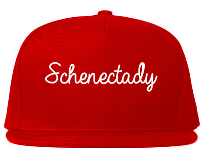 Schenectady New York NY Script Mens Snapback Hat Red