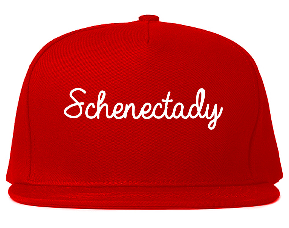 Schenectady New York NY Script Mens Snapback Hat Red