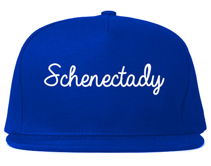 Schenectady New York NY Script Mens Snapback Hat Royal Blue