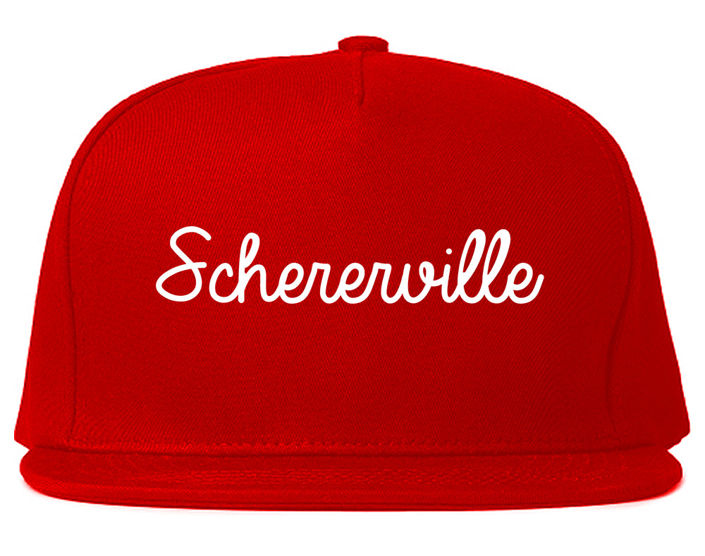 Schererville Indiana IN Script Mens Snapback Hat Red