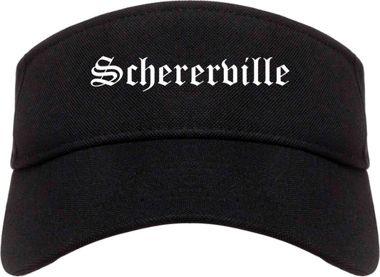 Schererville Indiana IN Old English Mens Visor Cap Hat Black