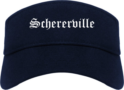 Schererville Indiana IN Old English Mens Visor Cap Hat Navy Blue