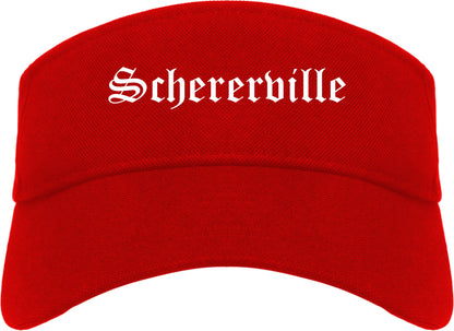 Schererville Indiana IN Old English Mens Visor Cap Hat Red
