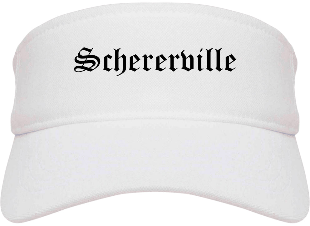 Schererville Indiana IN Old English Mens Visor Cap Hat White