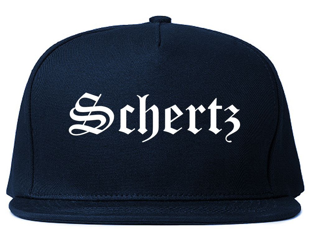 Schertz Texas TX Old English Mens Snapback Hat Navy Blue