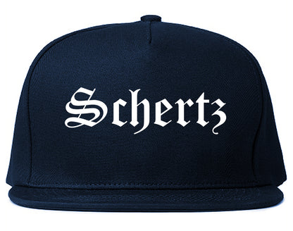 Schertz Texas TX Old English Mens Snapback Hat Navy Blue