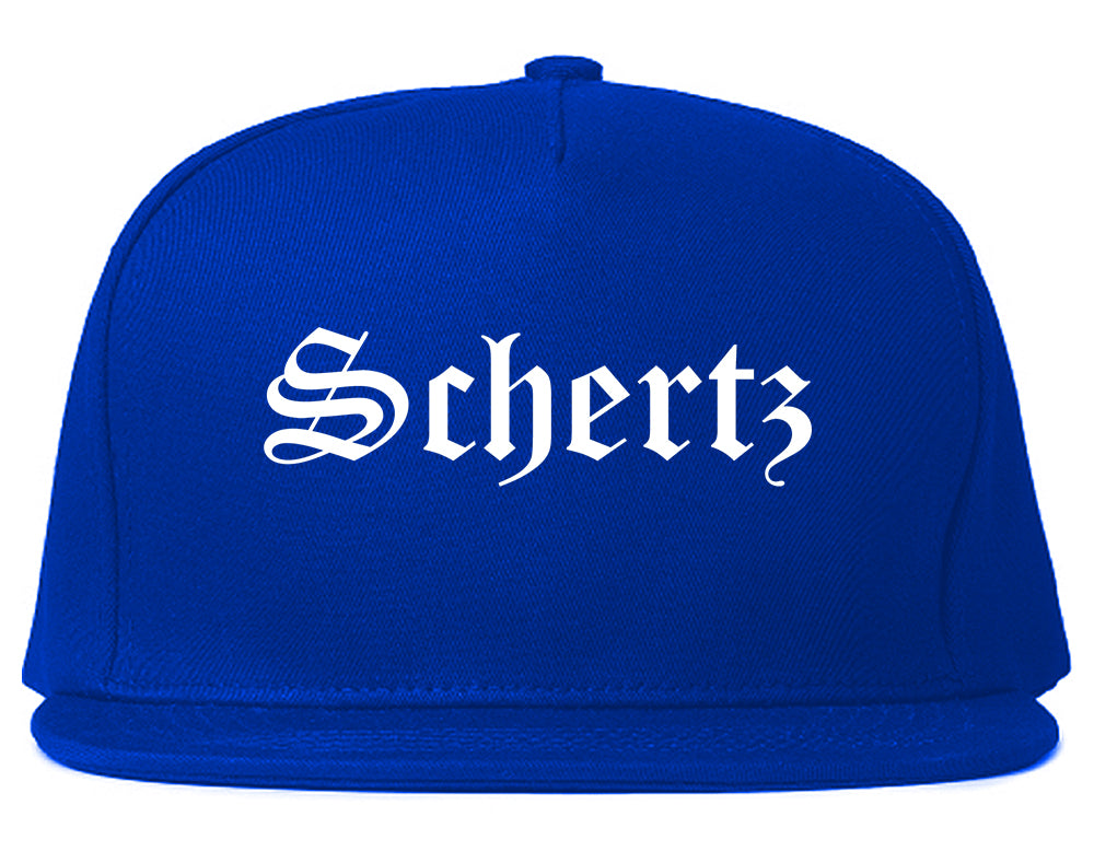 Schertz Texas TX Old English Mens Snapback Hat Royal Blue