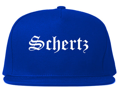 Schertz Texas TX Old English Mens Snapback Hat Royal Blue