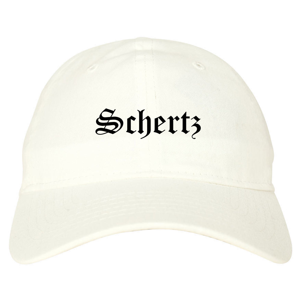 Schertz Texas TX Old English Mens Dad Hat Baseball Cap White