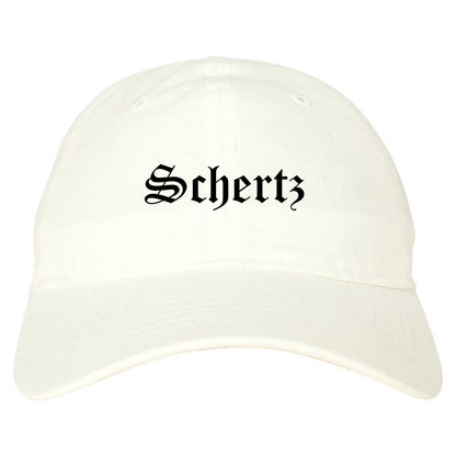 Schertz Texas TX Old English Mens Dad Hat Baseball Cap White