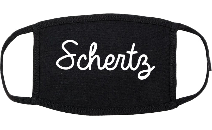 Schertz Texas TX Script Cotton Face Mask Black