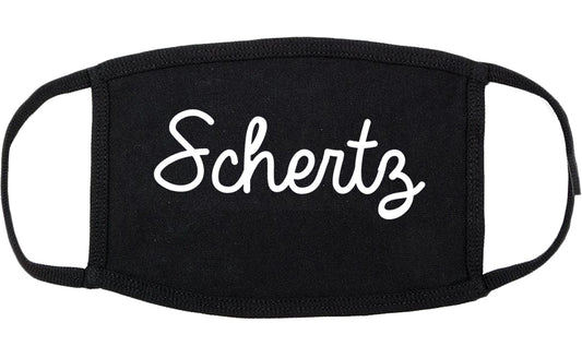 Schertz Texas TX Script Cotton Face Mask Black