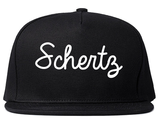 Schertz Texas TX Script Mens Snapback Hat Black
