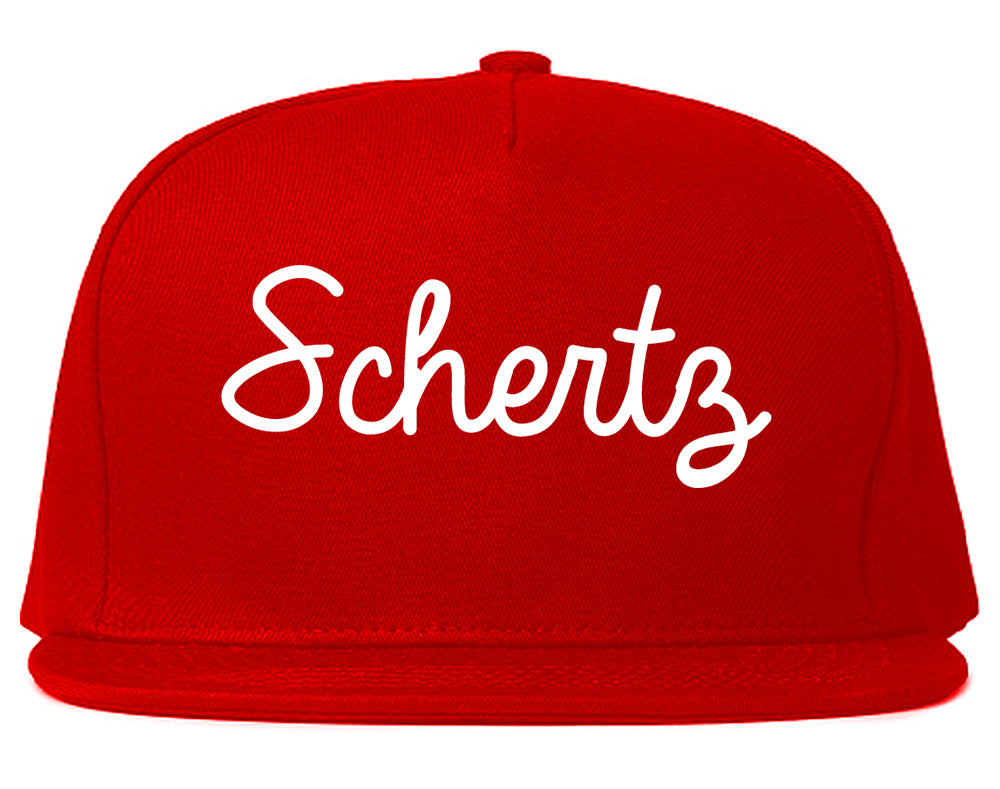 Schertz Texas TX Script Mens Snapback Hat Red