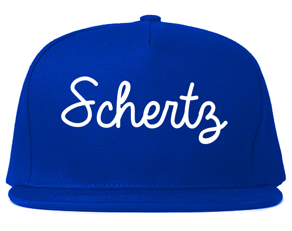 Schertz Texas TX Script Mens Snapback Hat Royal Blue