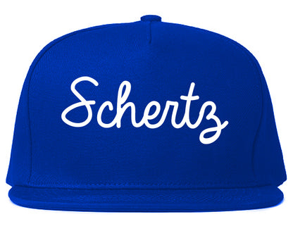 Schertz Texas TX Script Mens Snapback Hat Royal Blue