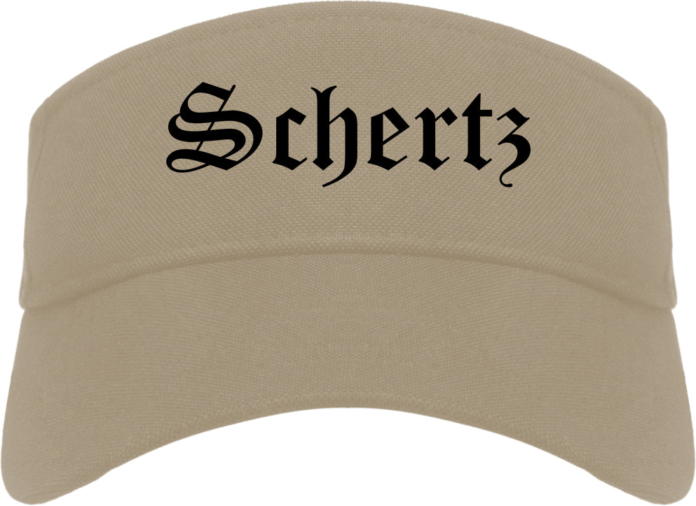 Schertz Texas TX Old English Mens Visor Cap Hat Khaki