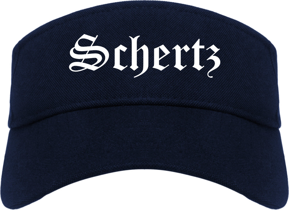 Schertz Texas TX Old English Mens Visor Cap Hat Navy Blue