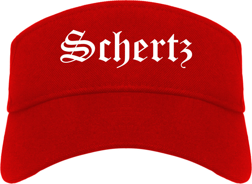 Schertz Texas TX Old English Mens Visor Cap Hat Red