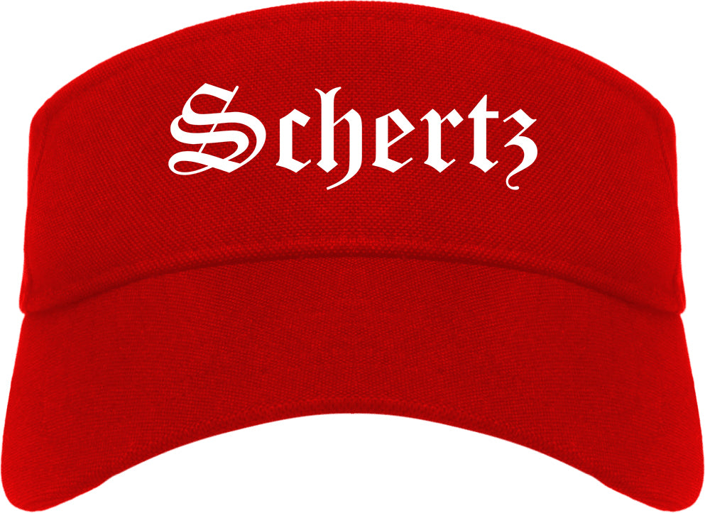 Schertz Texas TX Old English Mens Visor Cap Hat Red