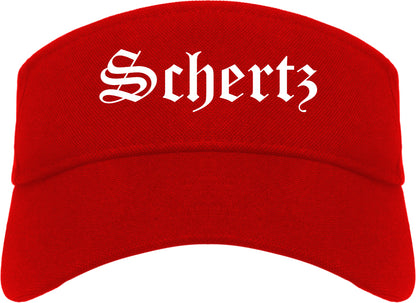 Schertz Texas TX Old English Mens Visor Cap Hat Red