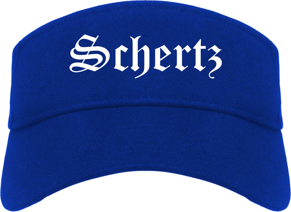 Schertz Texas TX Old English Mens Visor Cap Hat Royal Blue