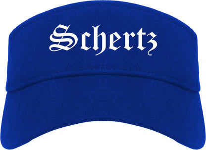 Schertz Texas TX Old English Mens Visor Cap Hat Royal Blue