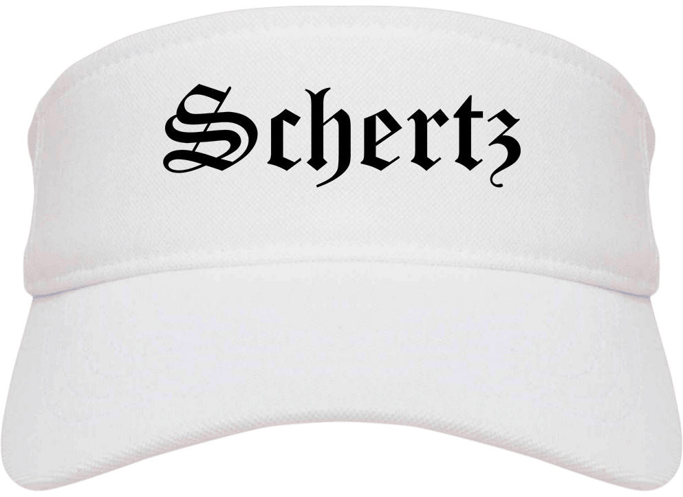 Schertz Texas TX Old English Mens Visor Cap Hat White
