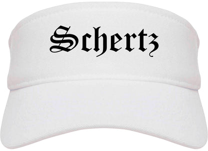 Schertz Texas TX Old English Mens Visor Cap Hat White