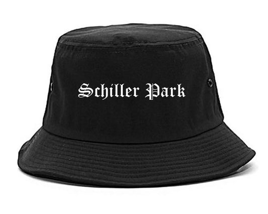 Schiller Park Illinois IL Old English Mens Bucket Hat Black