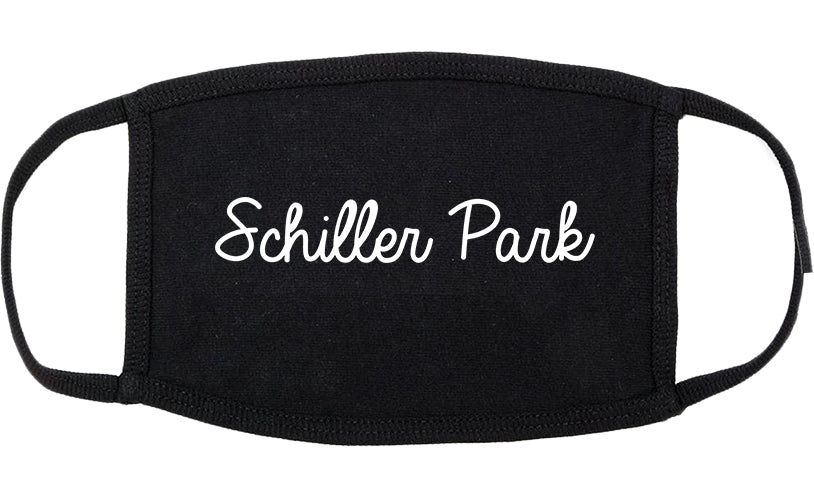 Schiller Park Illinois IL Script Cotton Face Mask Black