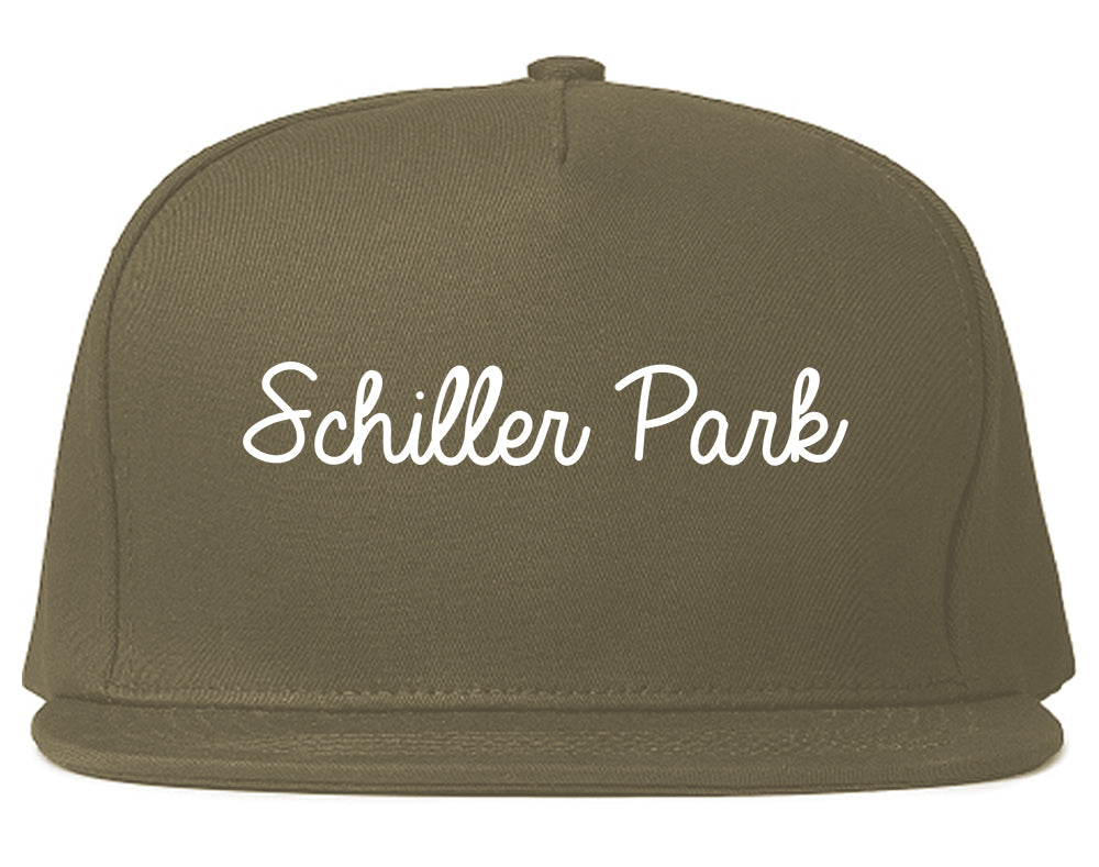Schiller Park Illinois IL Script Mens Snapback Hat Grey
