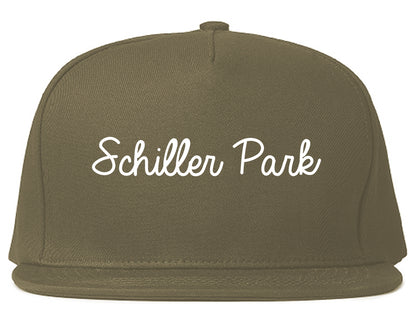 Schiller Park Illinois IL Script Mens Snapback Hat Grey