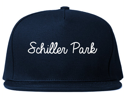 Schiller Park Illinois IL Script Mens Snapback Hat Navy Blue