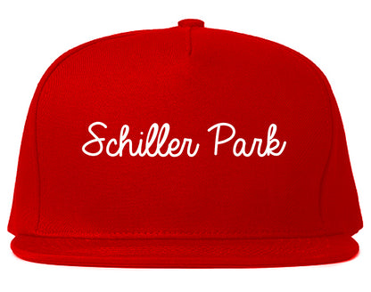 Schiller Park Illinois IL Script Mens Snapback Hat Red