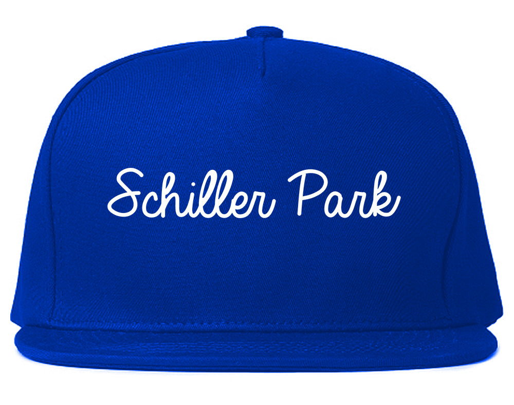 Schiller Park Illinois IL Script Mens Snapback Hat Royal Blue