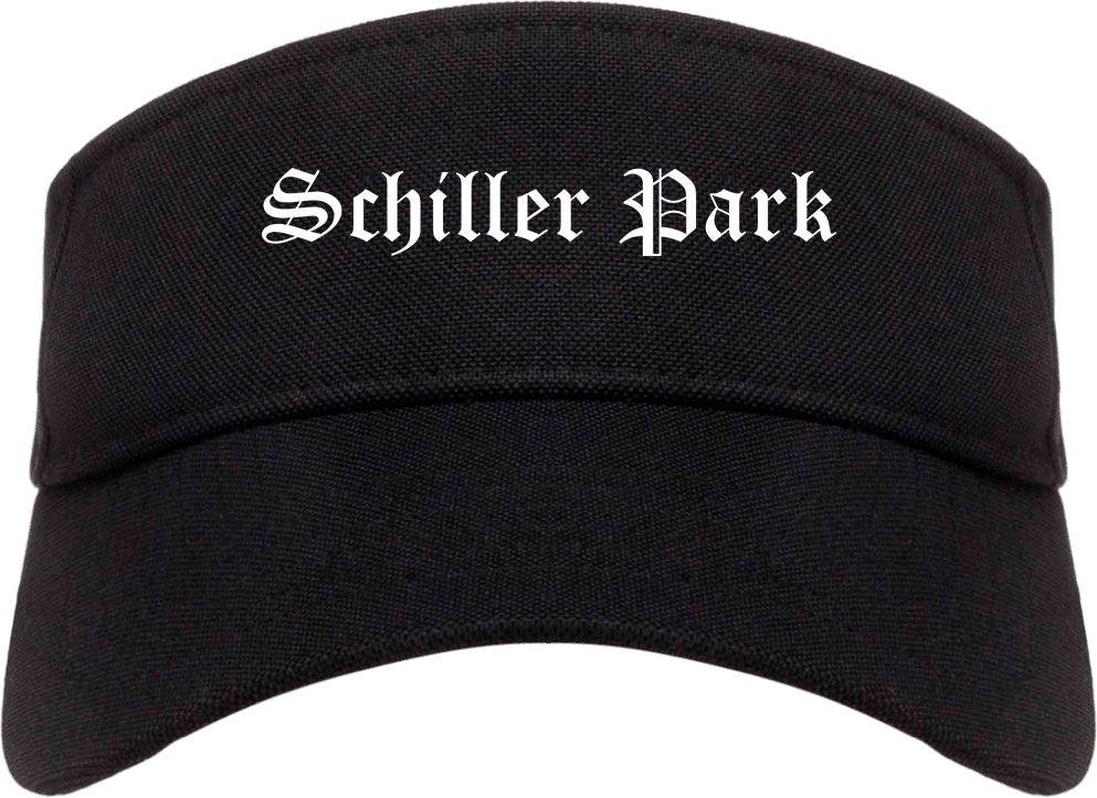 Schiller Park Illinois IL Old English Mens Visor Cap Hat Black