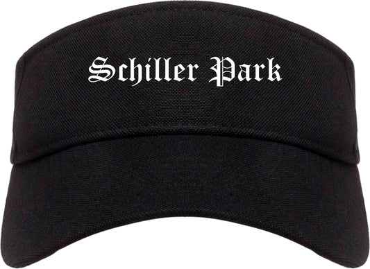 Schiller Park Illinois IL Old English Mens Visor Cap Hat Black