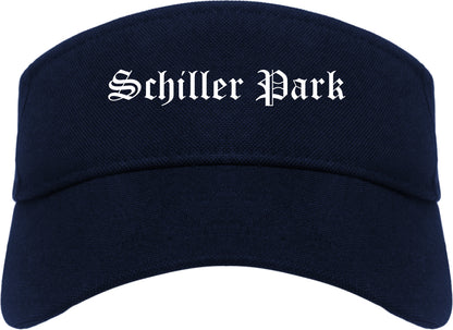 Schiller Park Illinois IL Old English Mens Visor Cap Hat Navy Blue