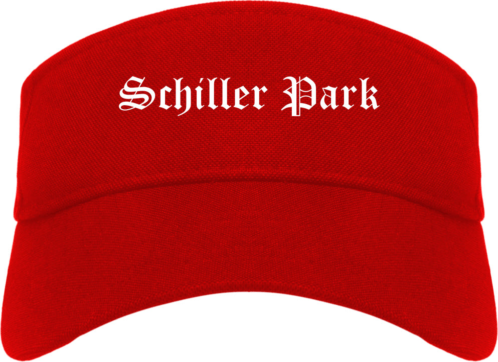 Schiller Park Illinois IL Old English Mens Visor Cap Hat Red