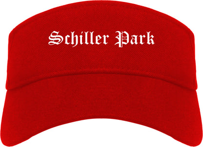 Schiller Park Illinois IL Old English Mens Visor Cap Hat Red