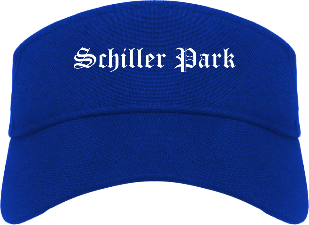 Schiller Park Illinois IL Old English Mens Visor Cap Hat Royal Blue