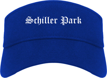 Schiller Park Illinois IL Old English Mens Visor Cap Hat Royal Blue