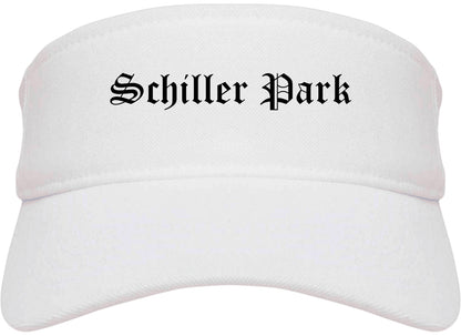 Schiller Park Illinois IL Old English Mens Visor Cap Hat White