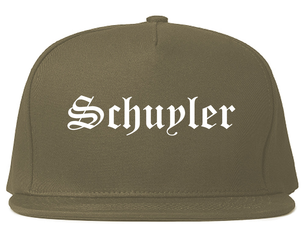 Schuyler Nebraska NE Old English Mens Snapback Hat Grey